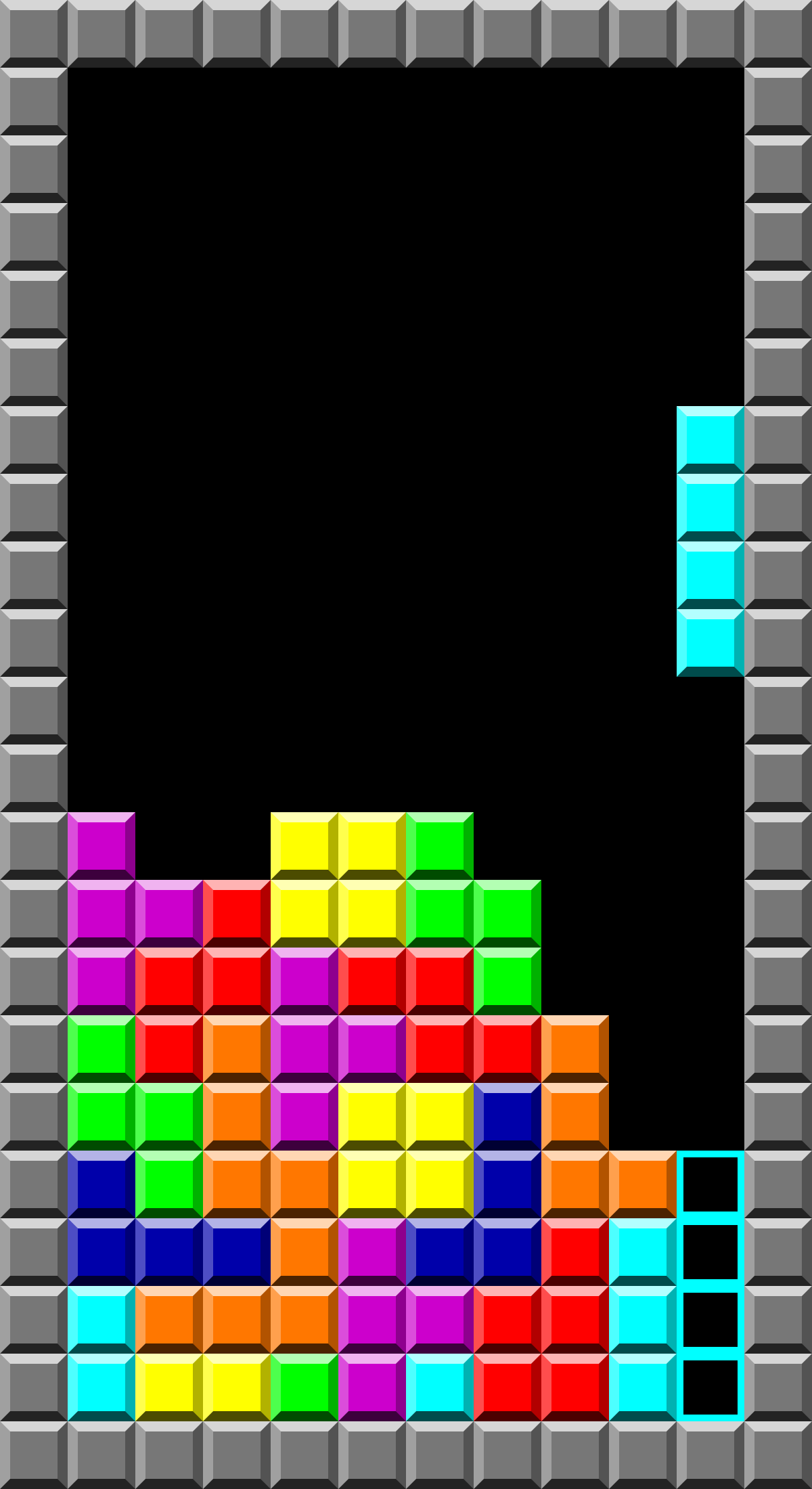 What is immersion? Playing Tetris can create ‘immersion as absorption’ - it’s highly engaging but you don’t actually think bricks are falling from the sky. Can you even imagine. The picture shows the original Tetris interface, where a series of coloured shapes fall and are positioned to interlock by the player.